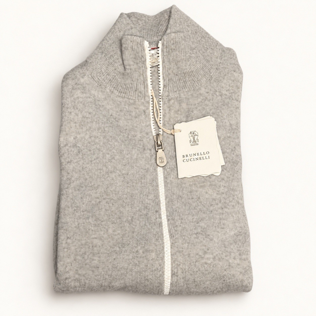 Brunello Cucinelli Full 2x Zip Cashmere Sweater Men Size 50 Medium Cardigan Grey
