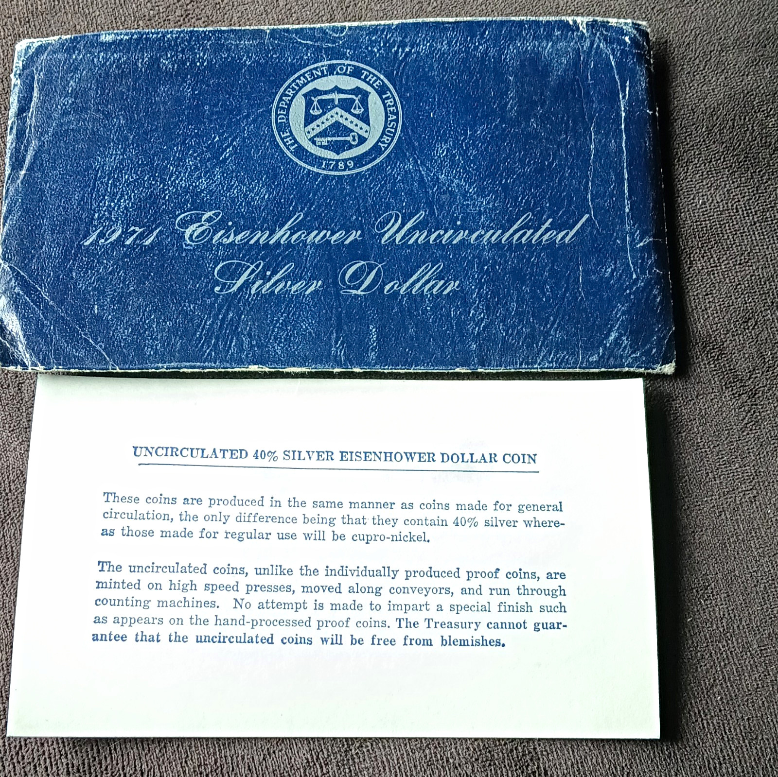 1971 Eisenhower $1 40% Silver Business Strike San Francisco w/ COA & Envelope