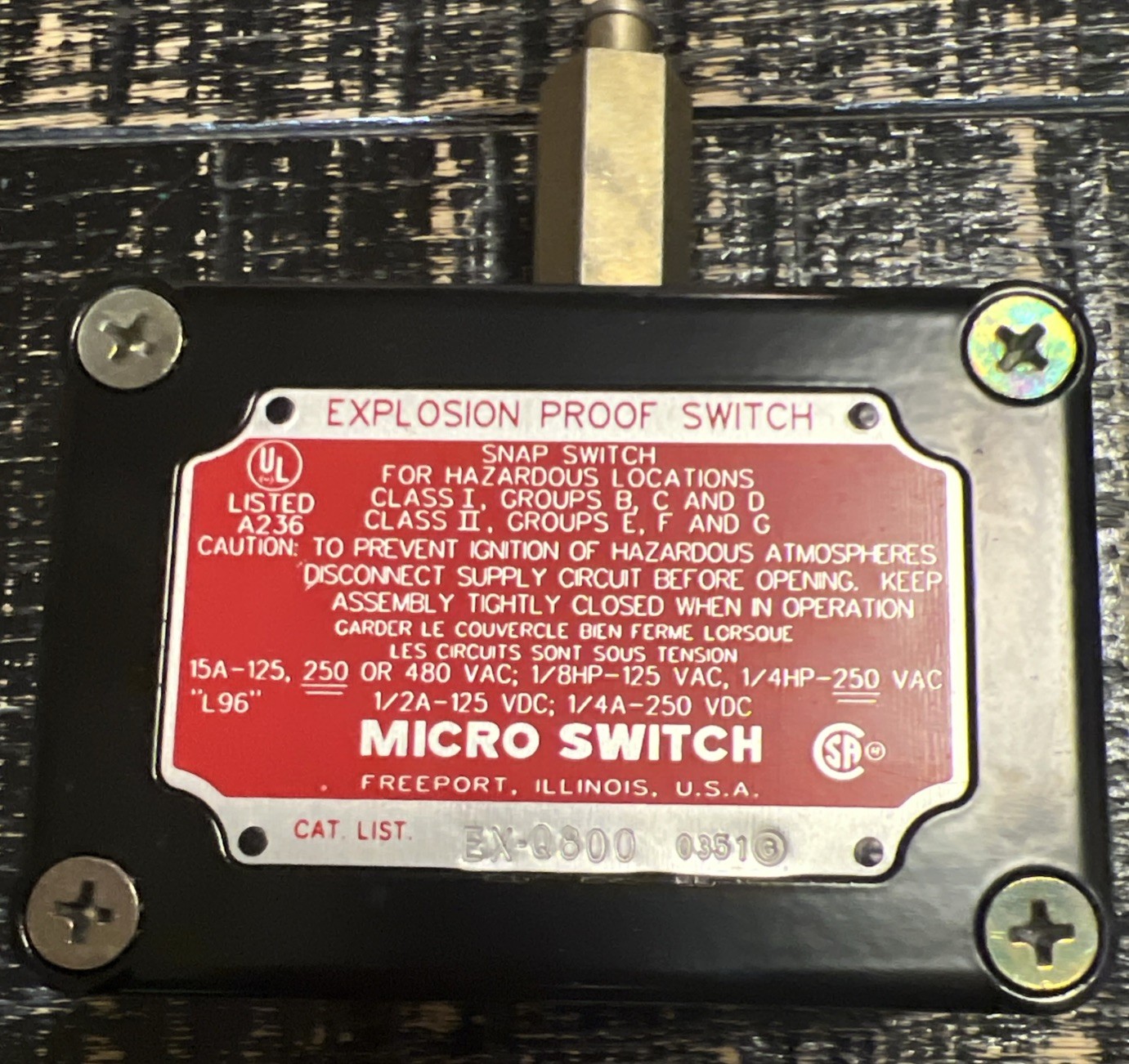 HONEYWELL EX-Q800 MICRO SWITCH EXPLOSION PROOF HONEYWELL EX-Q800 MICRO SWITCH EXPLOSION PROOF