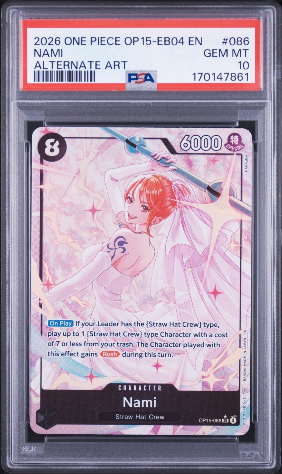 2026 ONE PIECE OP15-EB04-ADVENTURE ON KAMI\'S ISLAND ALTERNATE ART NAMI PSA 10 2026 ONE PIECE OP15-EB04-ADVENTURE ON KAMI\'S ISLAND ALTERNATE ART NAMI PSA 10