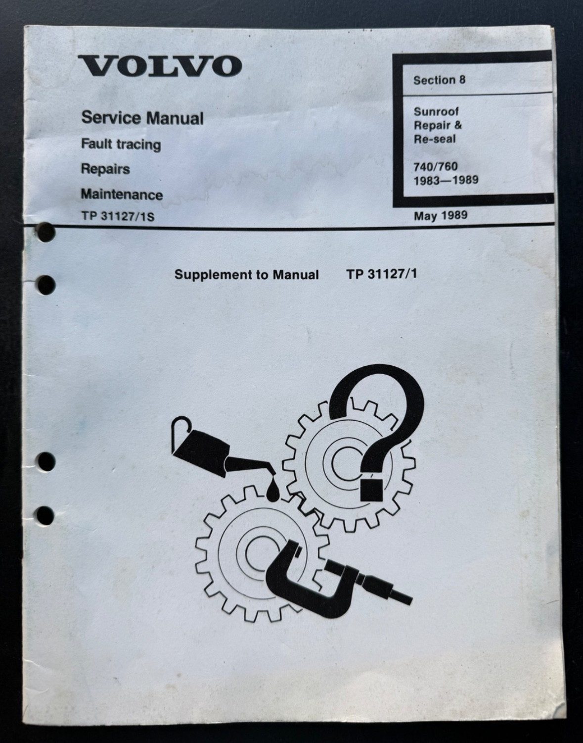 1983-1989 Volvo 740 760 Sunroof Repair and Re-Seal Service Manual Supplement