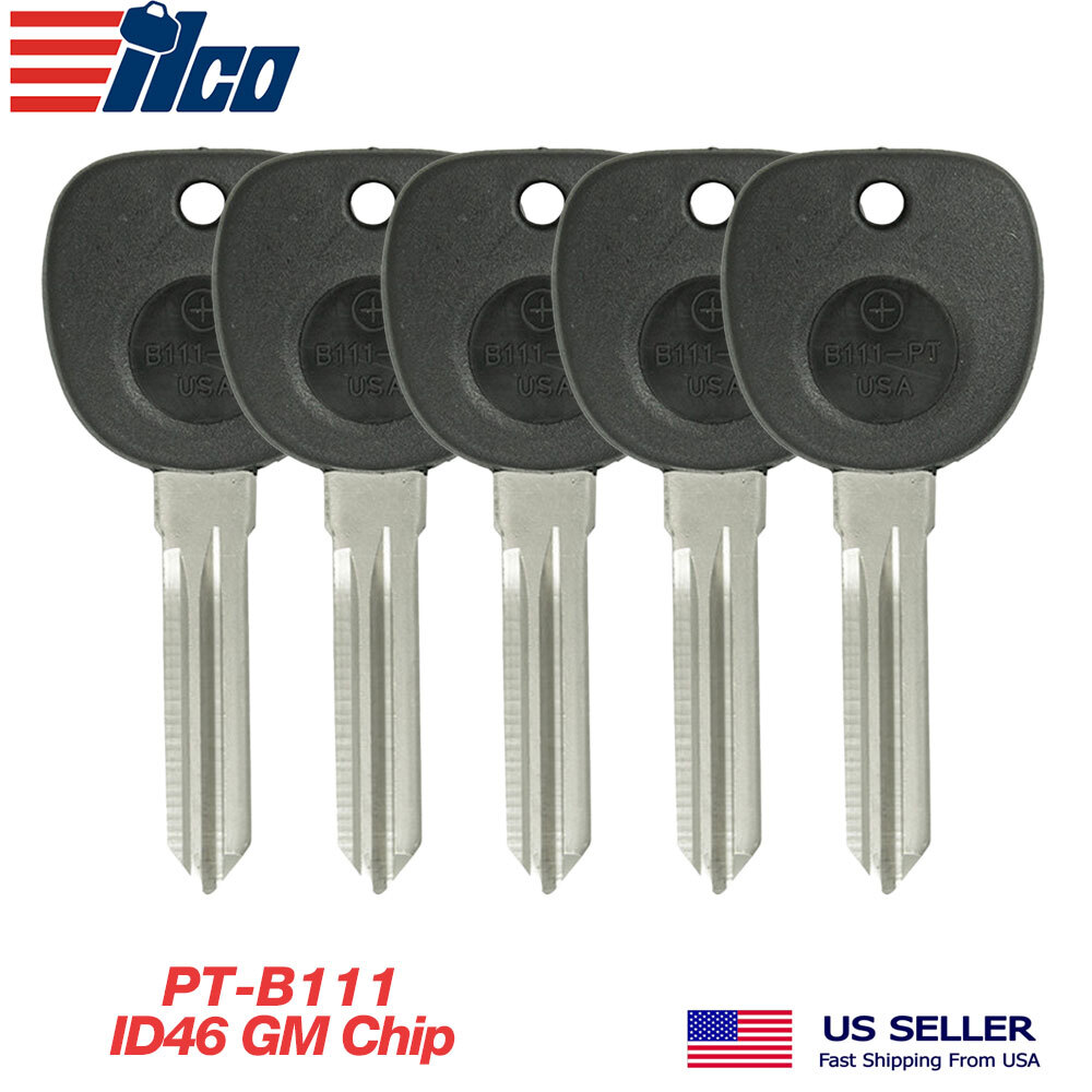 5X ILCO Transponder Key for GM B111-PT PHILIPS ID 46 GM CIRCLE Chip