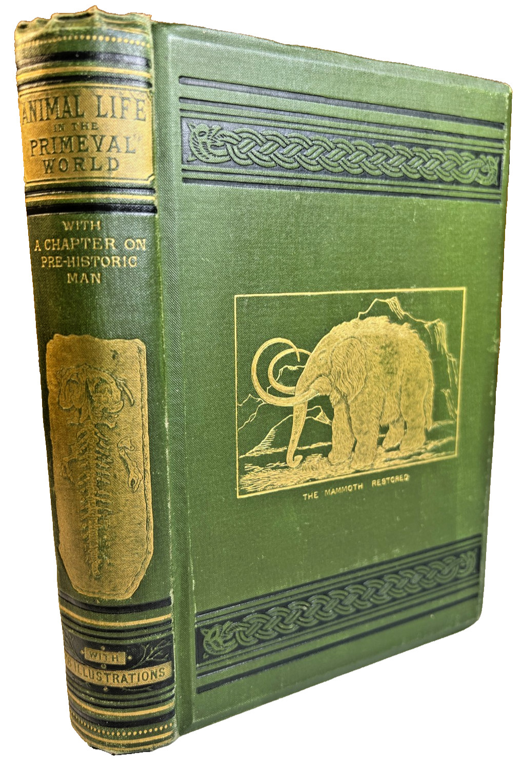 Antique Ornate Victorian Book '78 Animal Life Primeval World Mammoth Prehistoric