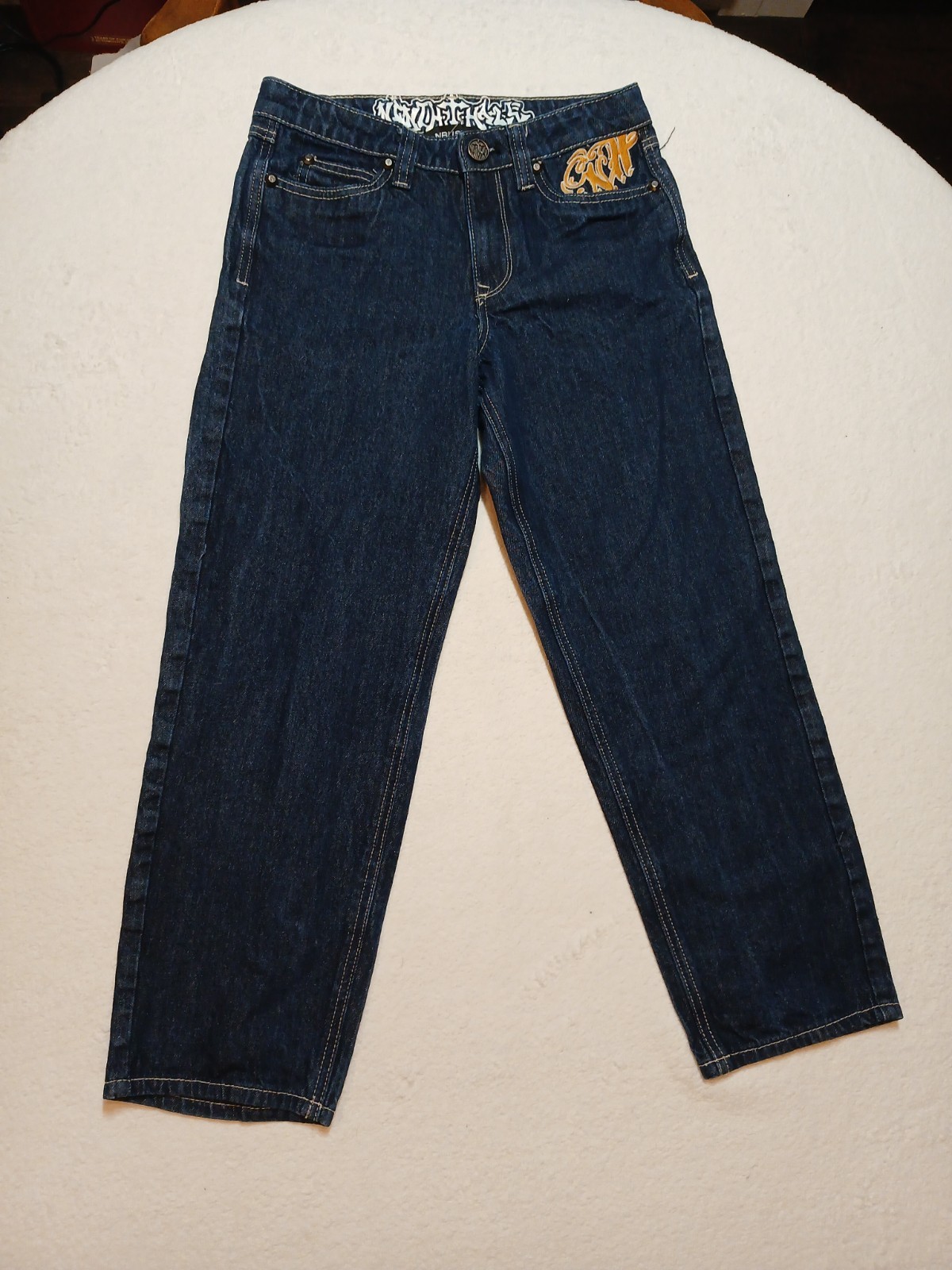 Ninth Hall Ambush Dragon Embroidered Baggy Wide Leg Jeans Raw Indigo Men Size 26 Ninth Hall Ambush Dragon Embroidered Baggy Wide Leg Jeans Raw Indigo Men Size 26
