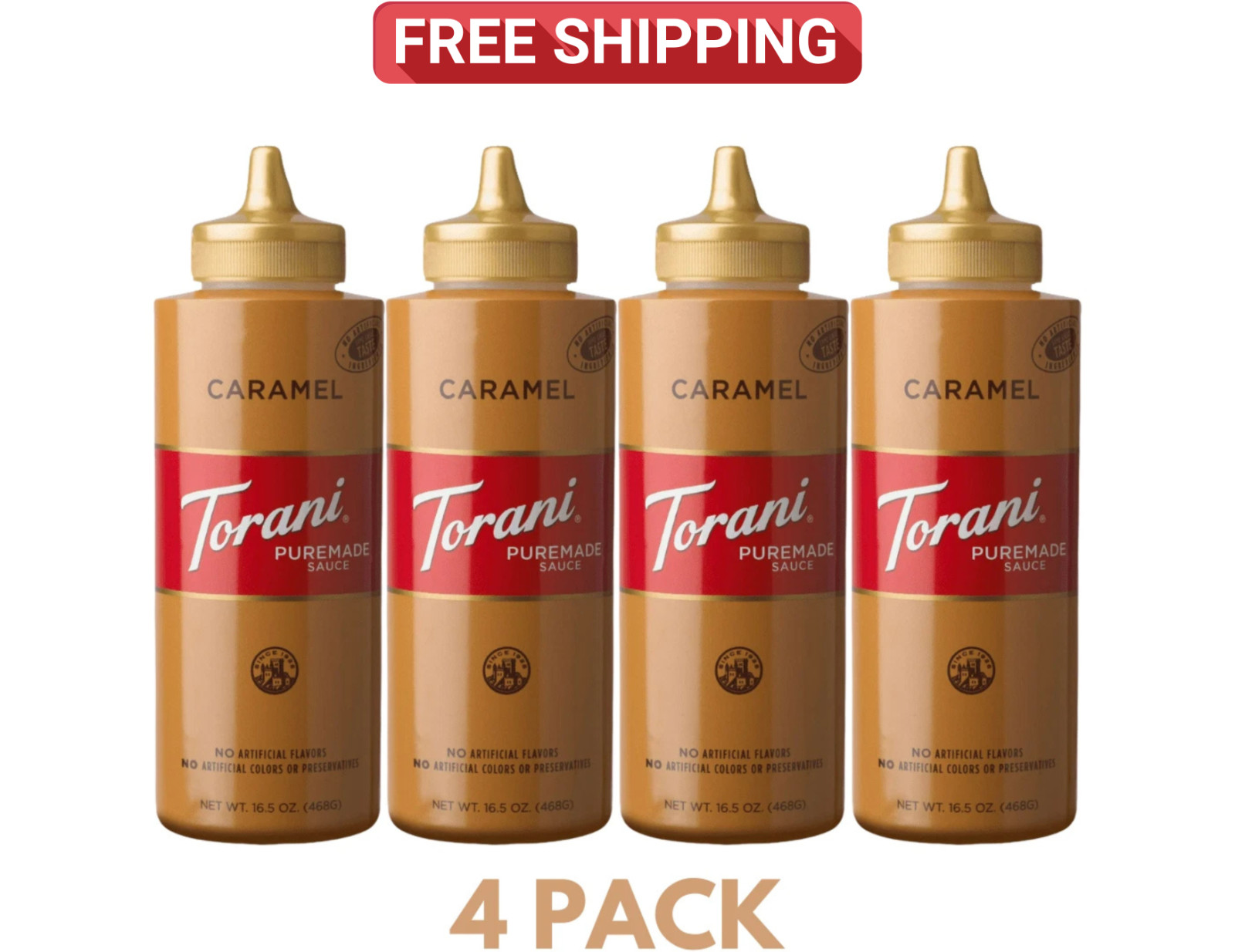 Torani Puremade Caramel Sauce 16.5 oz, 4 Pack