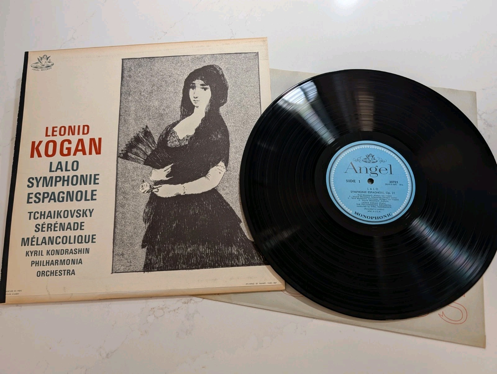 Angel 35721 Leonid Kogan Lalo Symphonie Espagnole/Tchaikovsky Mono LP
