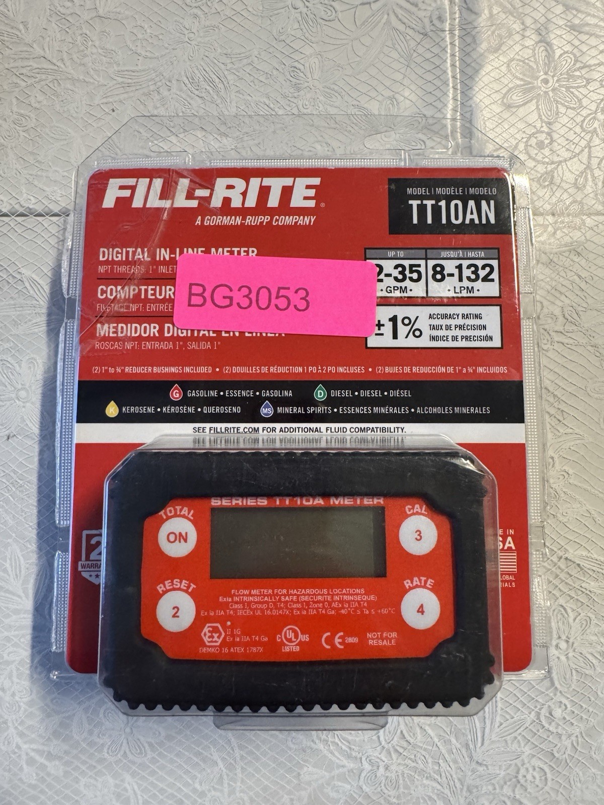 Fill-Rite TT10AN Digital In-Line Fuel Transfer Meter 2-35 GPM 1” NPT NEW