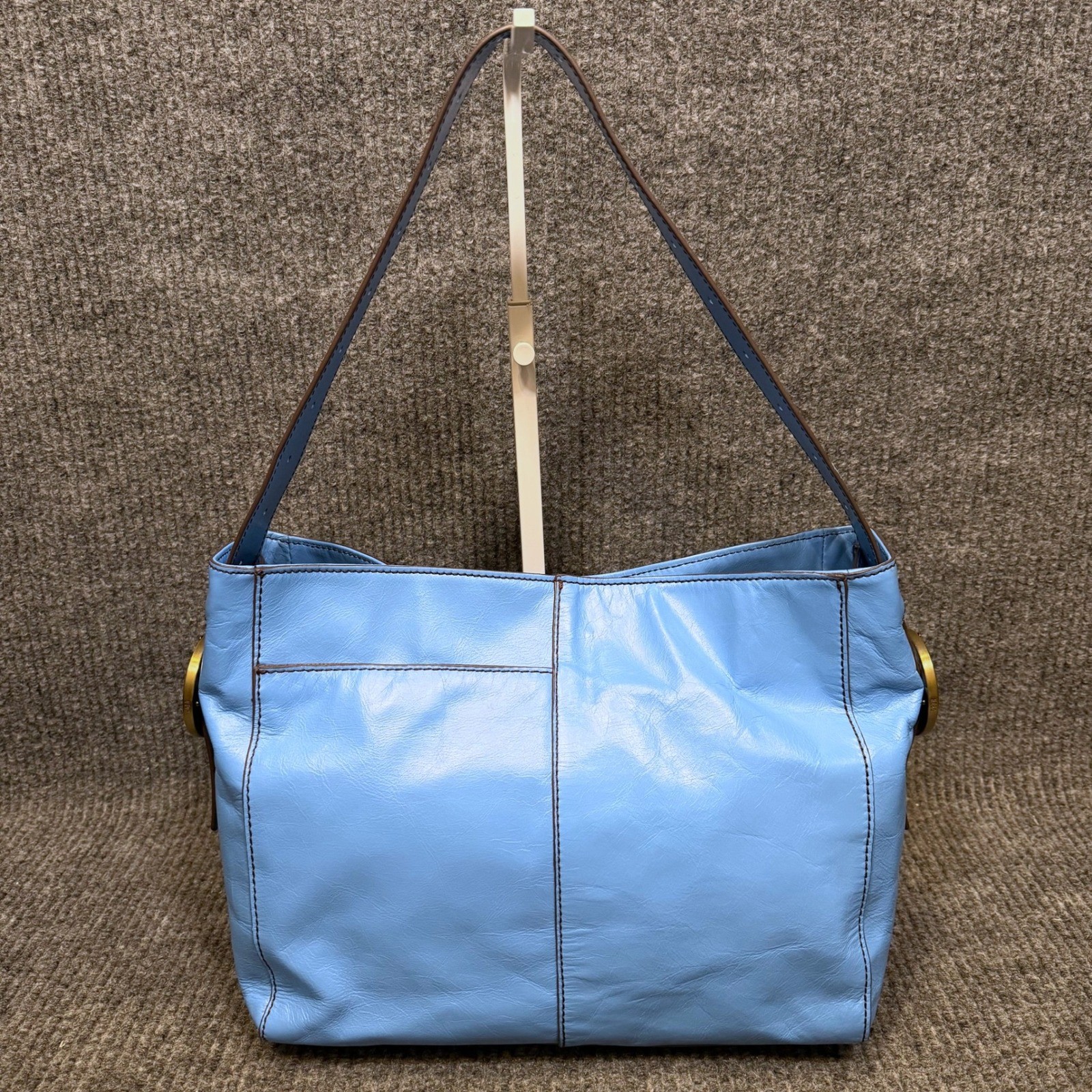 HOBO Int\'l Render Shoulder Bag Polished Leather Ibiza Blue Retails $298 Office