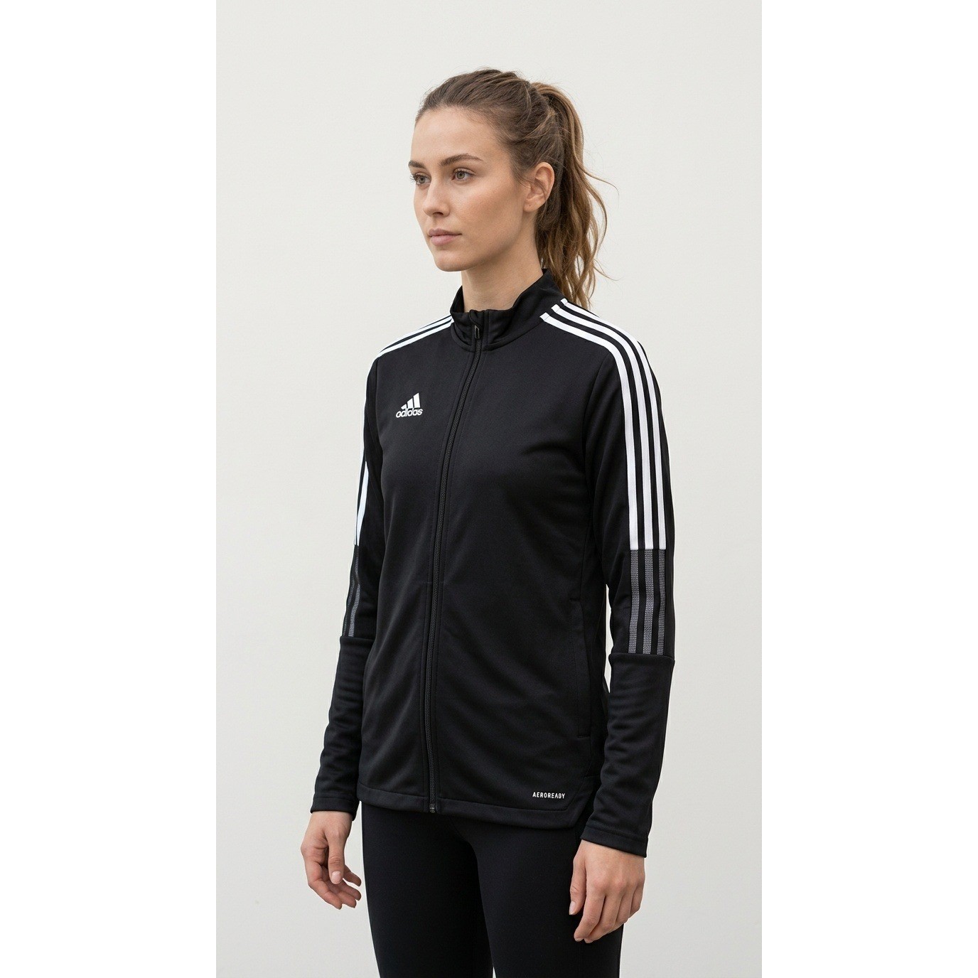Adidas Track Jacket Womens M Black Pink AEROREADY Primegreen Athleisure Sporty