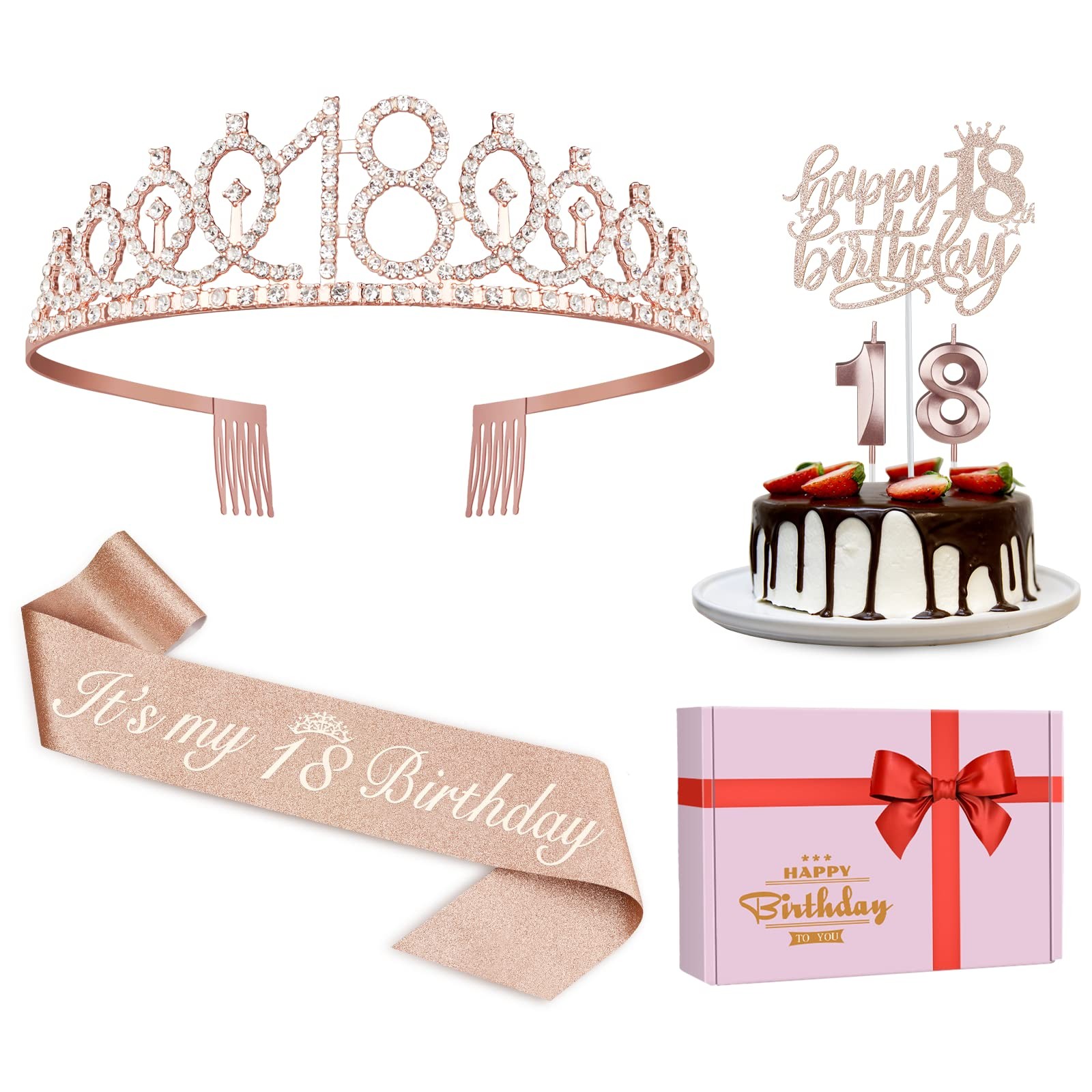18th Birthday Decorations for Girls, Including Sash, Crown/Tiara, Candles, C... 18th Birthday Decorations for Girls, Including Sash, Crown/Tiara, Candles, C...