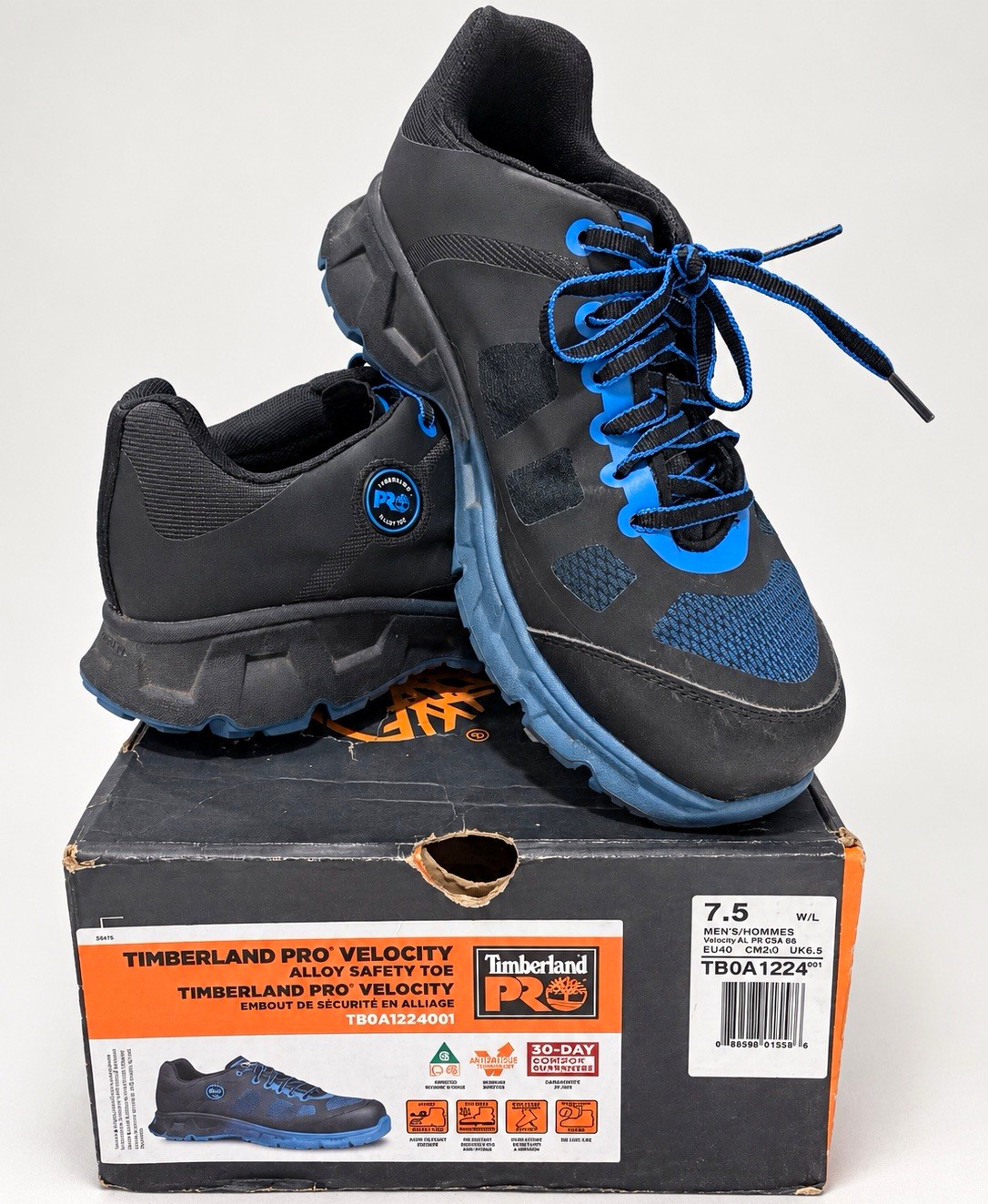 Timberland PRO Velocity Alloy Toe Slip Resistant Work Shoes 7.5W Black/Blue