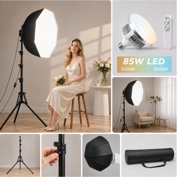1PCS 85W Softbox Lighting Kit LED Video Photography Light Stand 1PCS 85W Softbox Lighting Kit LED Video Photography Light Stand