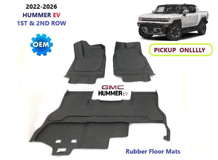 OEM 2022-2026 GMC HUMMER EV PICKUP (ONLY) Rubber Floor Mats 1ST & 2ND ROW