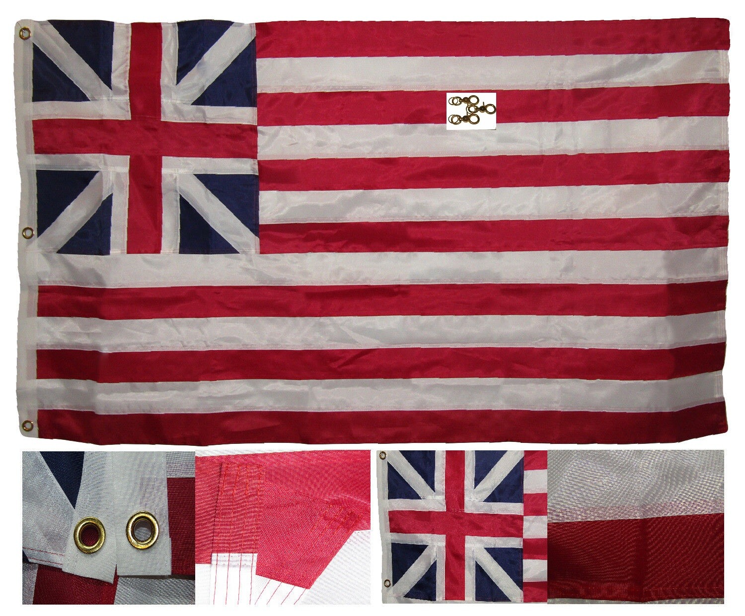 3x5 Embroidered Sewn UK Grand Union 300D Nylon Flag 3 clips Grommets Heavy Dutry