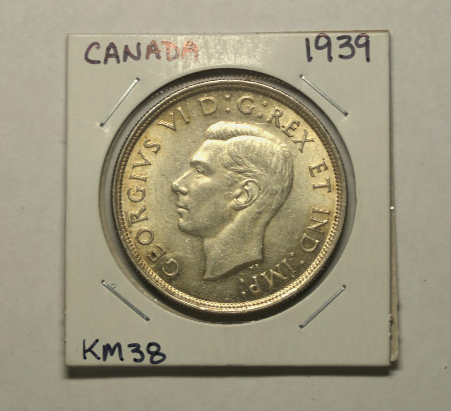 1939 $1 Canada King George VI SILVER Dollar Old Canadian Coin Currency 1939 $1 Canada King George VI SILVER Dollar Old Canadian Coin Currency