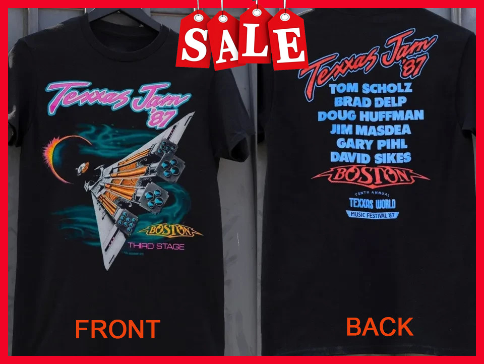 Boston Texxas Jam Tour '87 T-Shirt, Boston Band Tour '87 T Shirt 2SIDES197