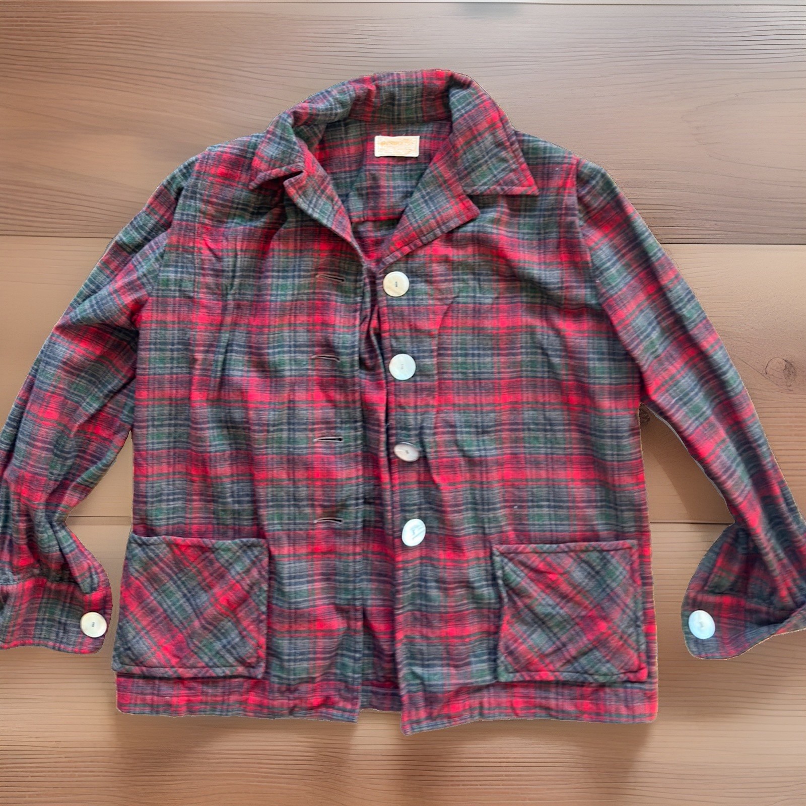 MINT Vintage 1950s Pendleton 49er Wool Jacket Plaid Shacket Red Green Women\'s L