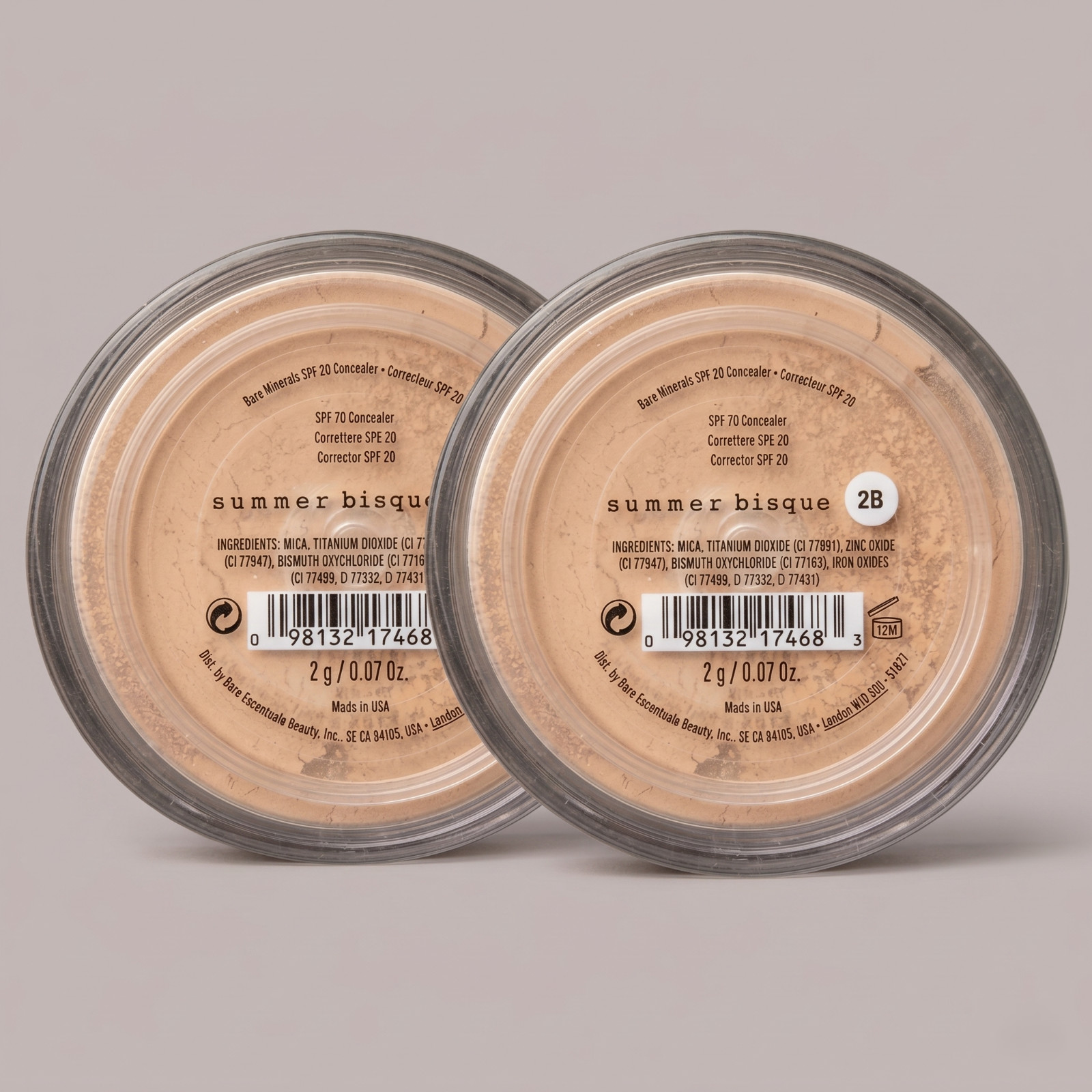 2 Pack bareMinerals Summer Bisque 2B Multi-Tasking Concealer SPF 20 2g NEW