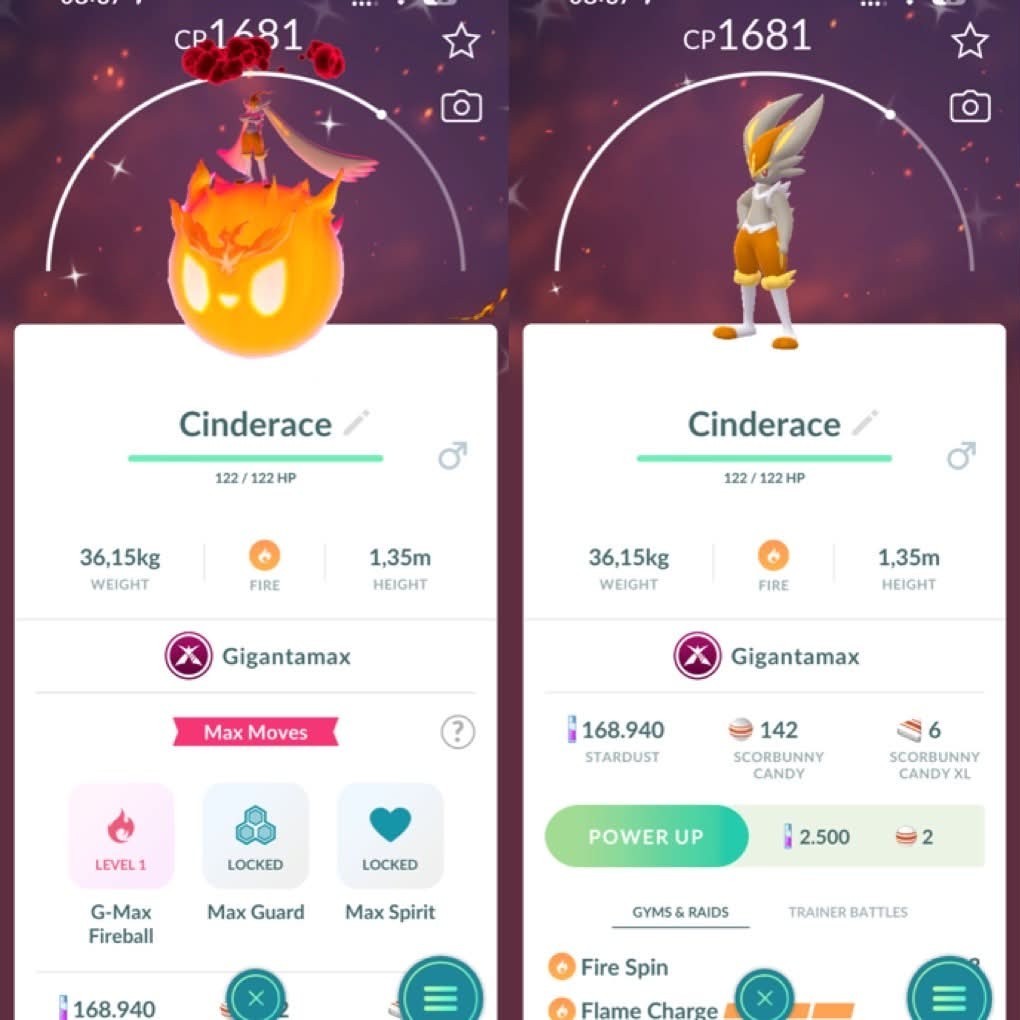 Pokémon Go - Shiny Cinderace Gigantamax - Mini PTC or Trade 20K Stardust