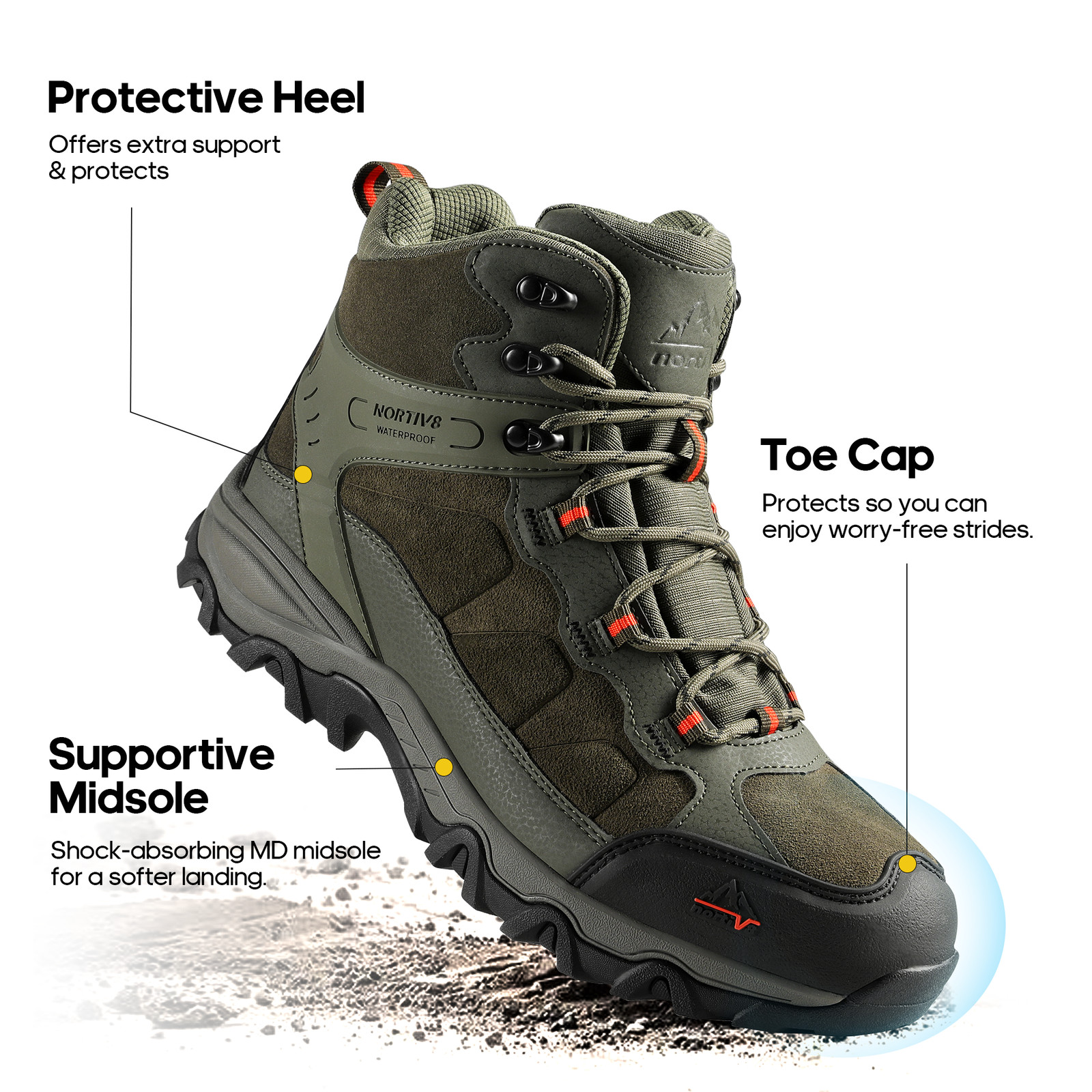 NORTIV 8 Men\'s Lightweight Hiking Boots Waterproof Trekking Traveling Boots