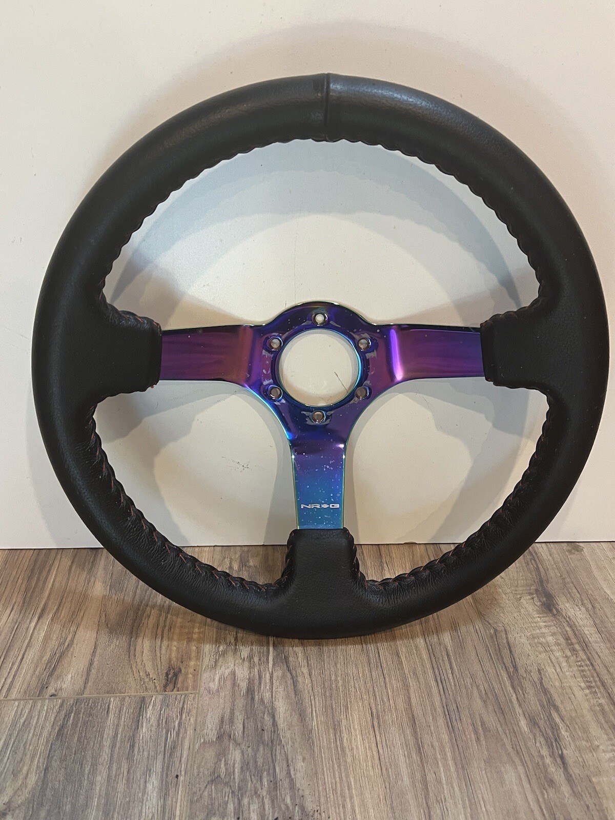 Rare NRG Reinforced 3” Deep Dish Neo Chrome Spoke Black Leather Steering Wheel Rare NRG Reinforced 3” Deep Dish Neo Chrome Spoke Black Leather Steering Wheel