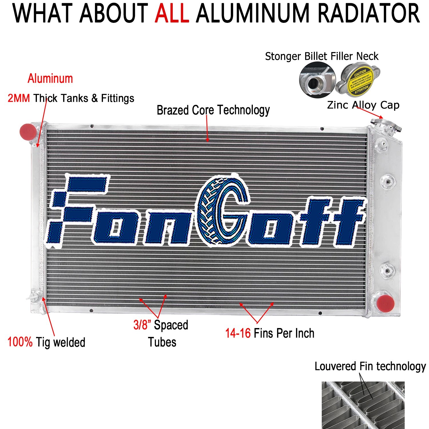 4 Row Radiator For 1977-92 Cadillac Brougham/Pontiac Bonneville 5.7/6.0/6.6/7.0L
