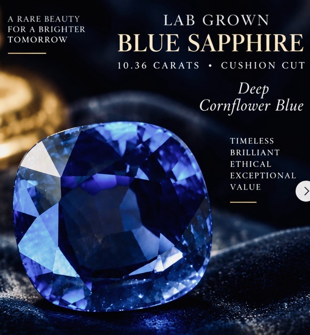 Brilliant Blue Sapphire Lab Grown 10.36 carat Brilliant Blue Sapphire Lab Grown 10.36 carat