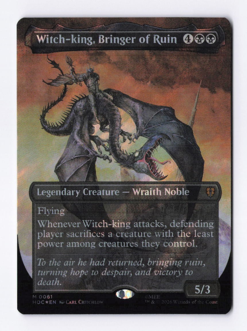 Witch-king, Bringer of Ruin (Borderless) (Surge Foil) 61 (M) MTG The Hobbit HOC Witch-king, Bringer of Ruin (Borderless) (Surge Foil) 61 (M) MTG The Hobbit HOC