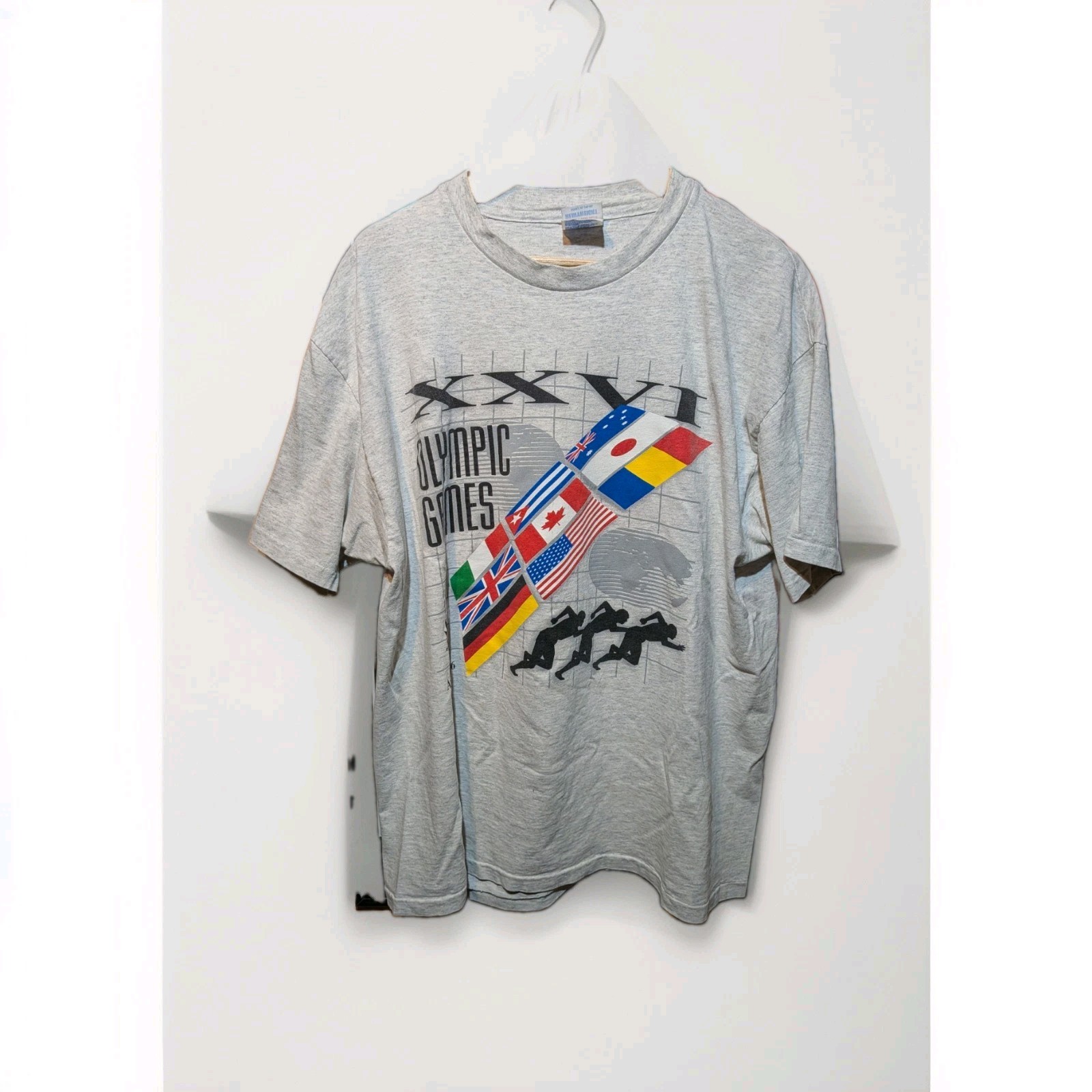 Hanes Atlanta 1996 Olympics Shirt Mens XL White Cotton Logo 90s USA Made Vintage