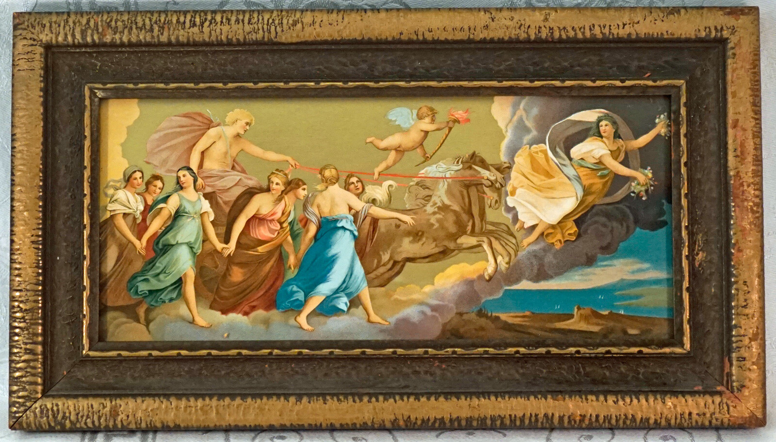 L’Aurora or The Aurora ~ Chromolithograph GUIDO RENI 1920\'s Antique Framed Print