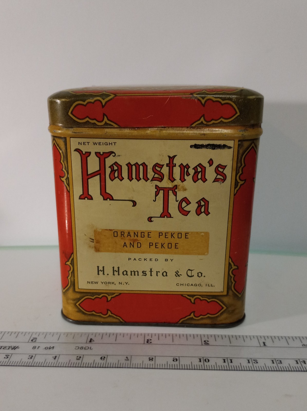 Antique Vintage Tin Litho Hamstra\'s Tea Advertising Canister Tin Antique Vintage Tin Litho Hamstra\'s Tea Advertising Canister Tin