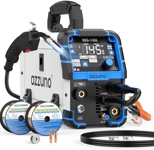 AZZUNO 4 in1 145A MIG Welder 110V/220V Gas Gasless MIG Welding Machine Grey