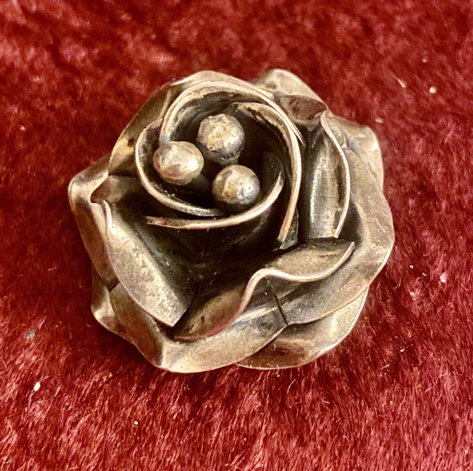 Sterling Silver Vintage Mexican Open Flower No Stem Pendant 12g
