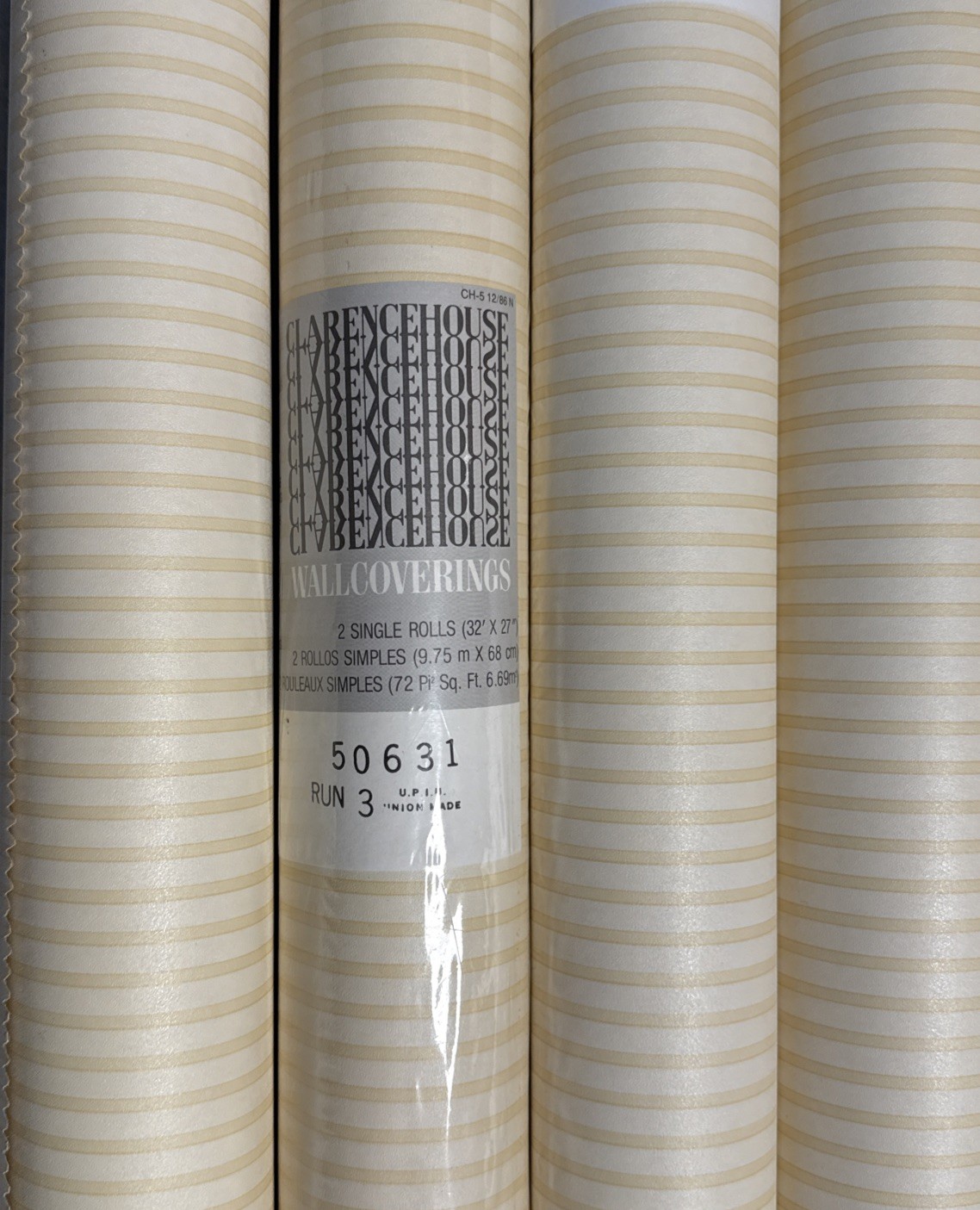 4 Vintage Clarence House Wallcoverings Yellow Stripe 50631 Wallpaper CottageCore
