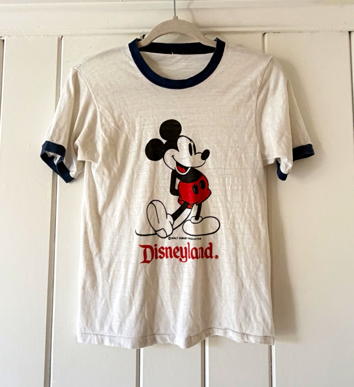 RARE Vintage Disneyland Mickey Mouse Adult White Ringer T-Shirt Navy Red Black RARE Vintage Disneyland Mickey Mouse Adult White Ringer T-Shirt Navy Red Black