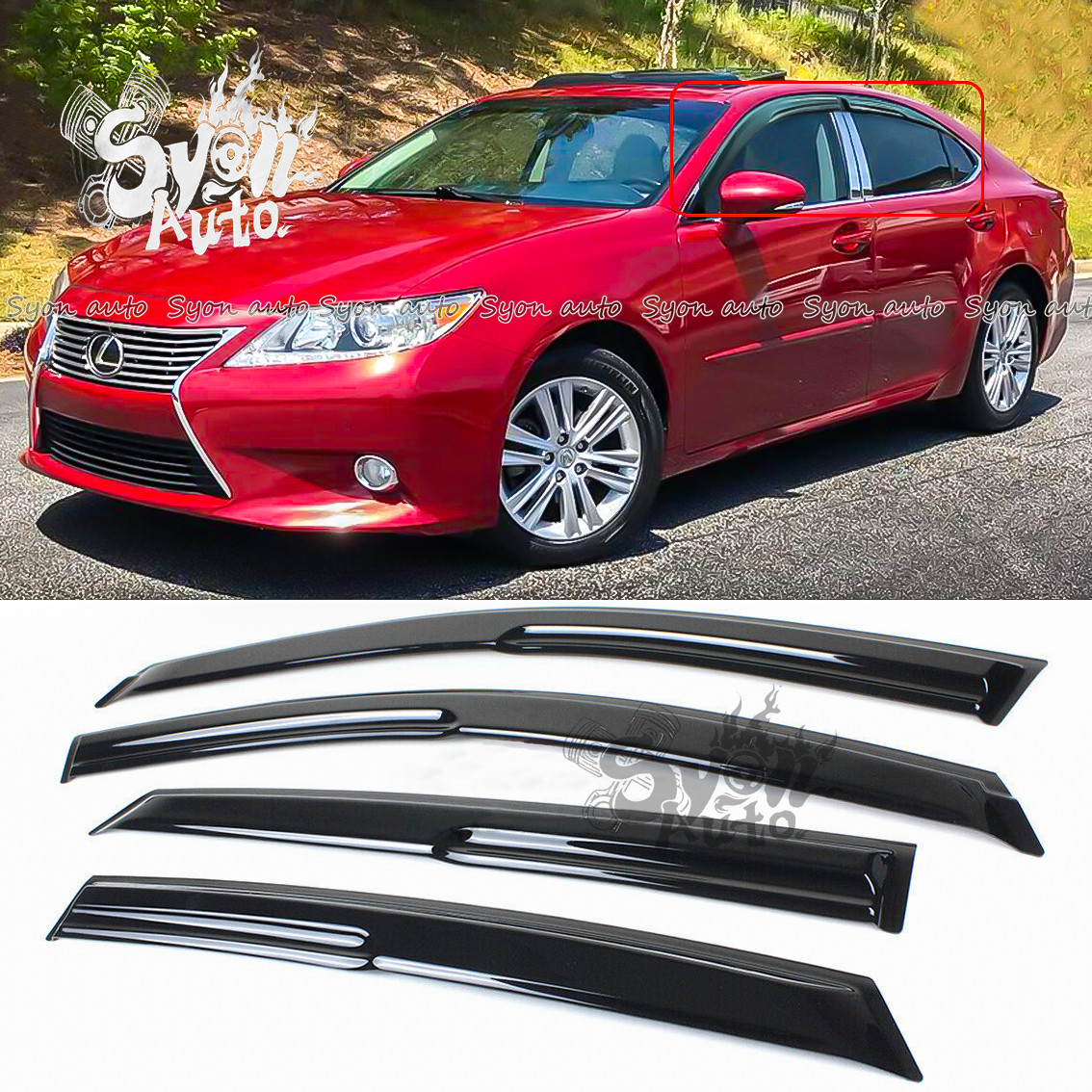 FOR 2013-2018 LEXUS ES350 ES300h JDM 3D WAVY MUGEN STYLE WINDOW VISOR RAIN GUARD