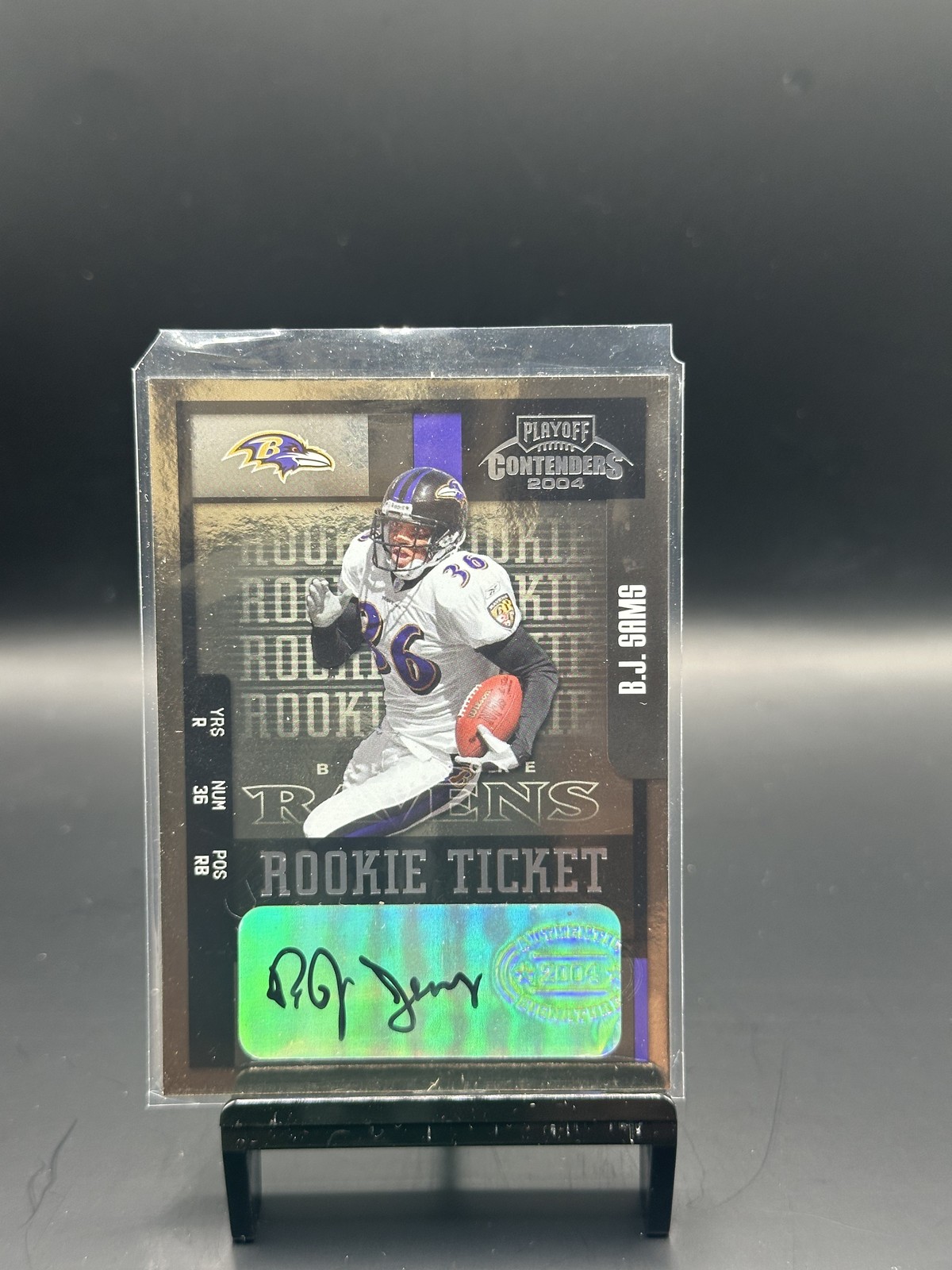 2004 Playoff Contenders #191 B.J. Sams Auto Ravens B34