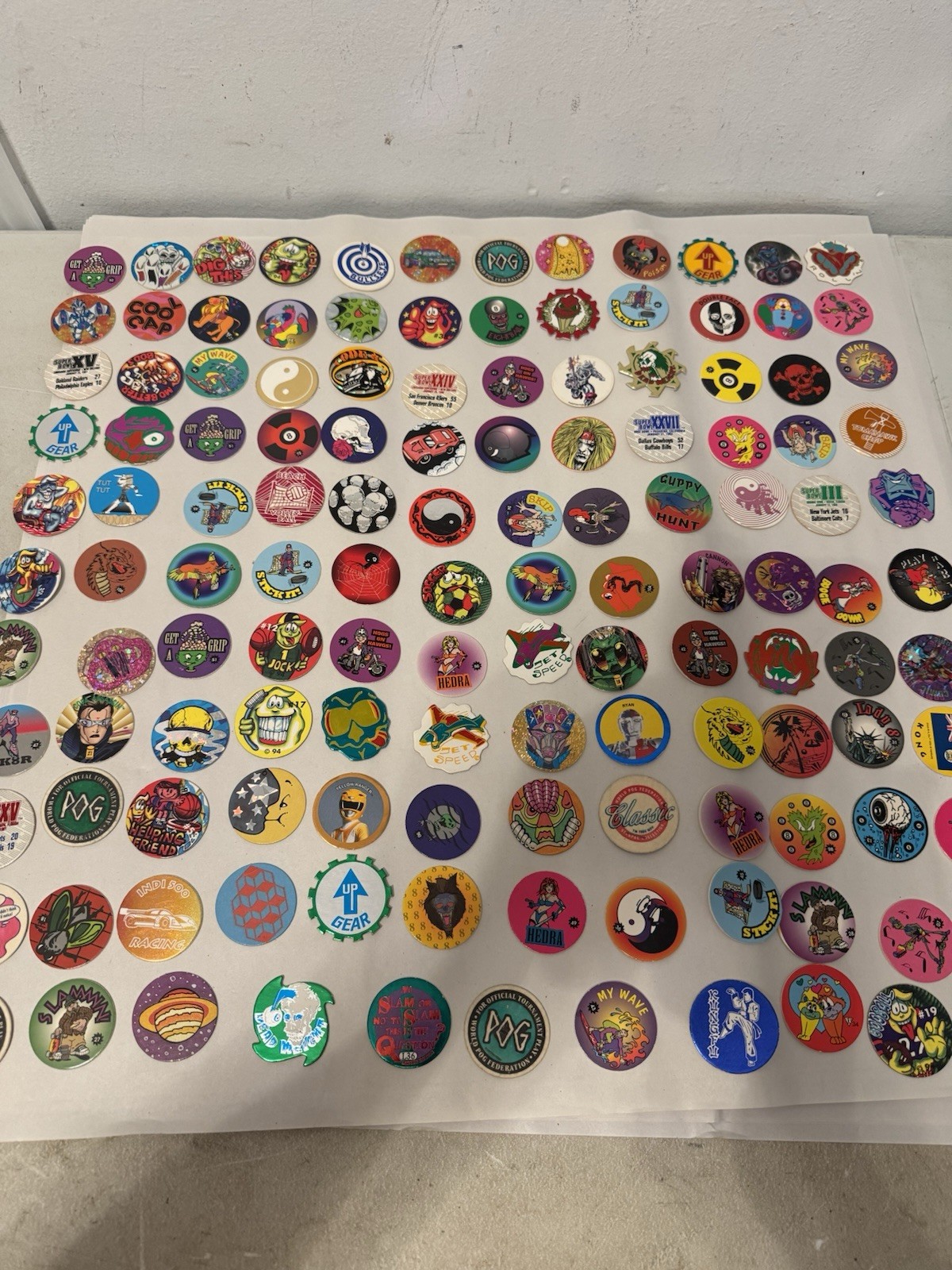 132 Vintage 1990s POGS Milk Caps Mixed Lot Characters Hologram Sports WPF