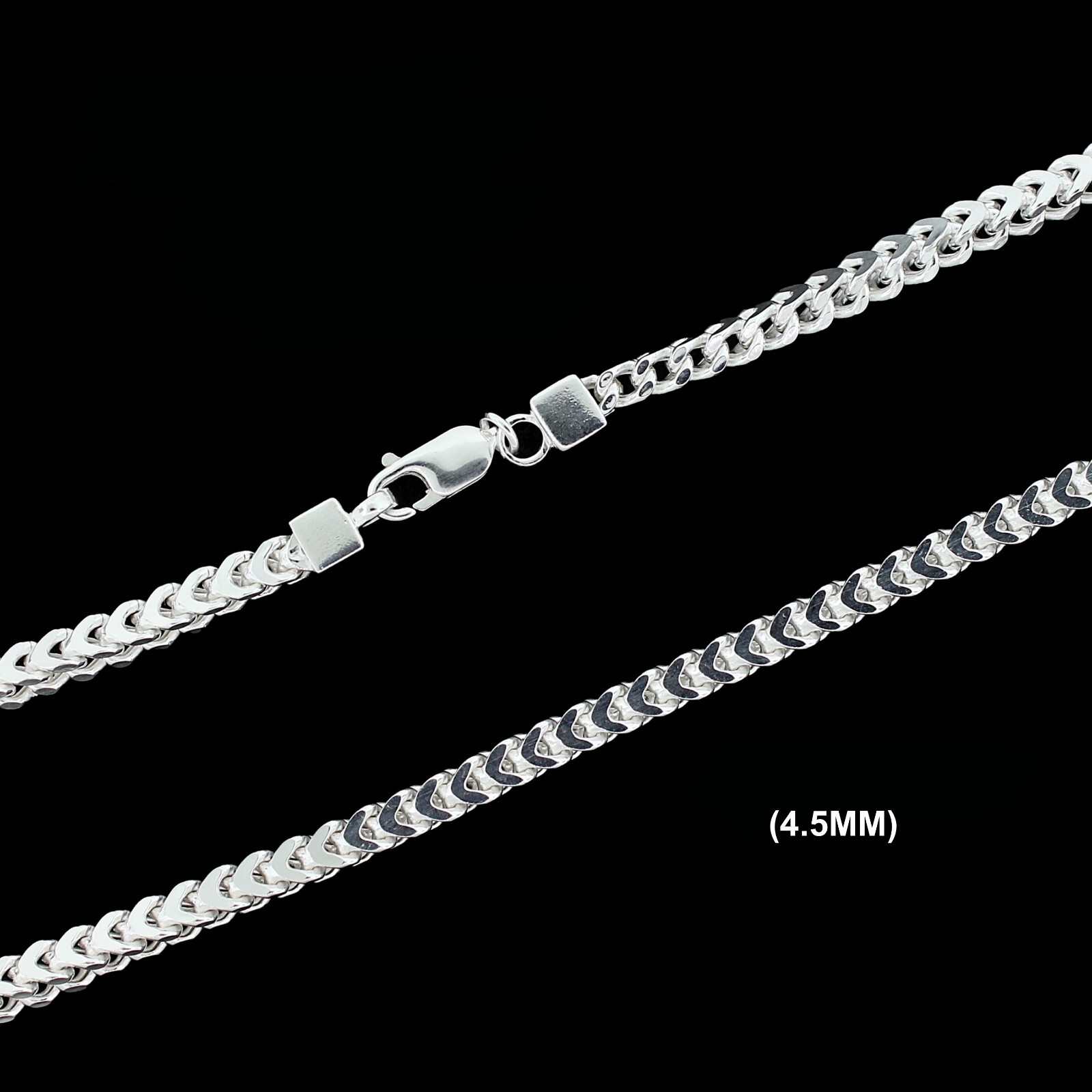 Mens 4.5MM Real 925 Solid Sterling Silver Franco Box Link Chain Necklace ITALY