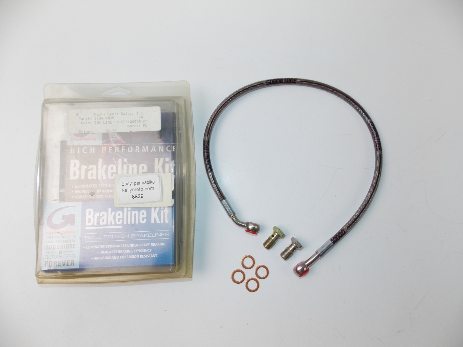 GOODRIDGE HYDRAULIC HONDA 2004 CBR100R REAR BRAKE HOSE LINER KIT HN2878-1RP