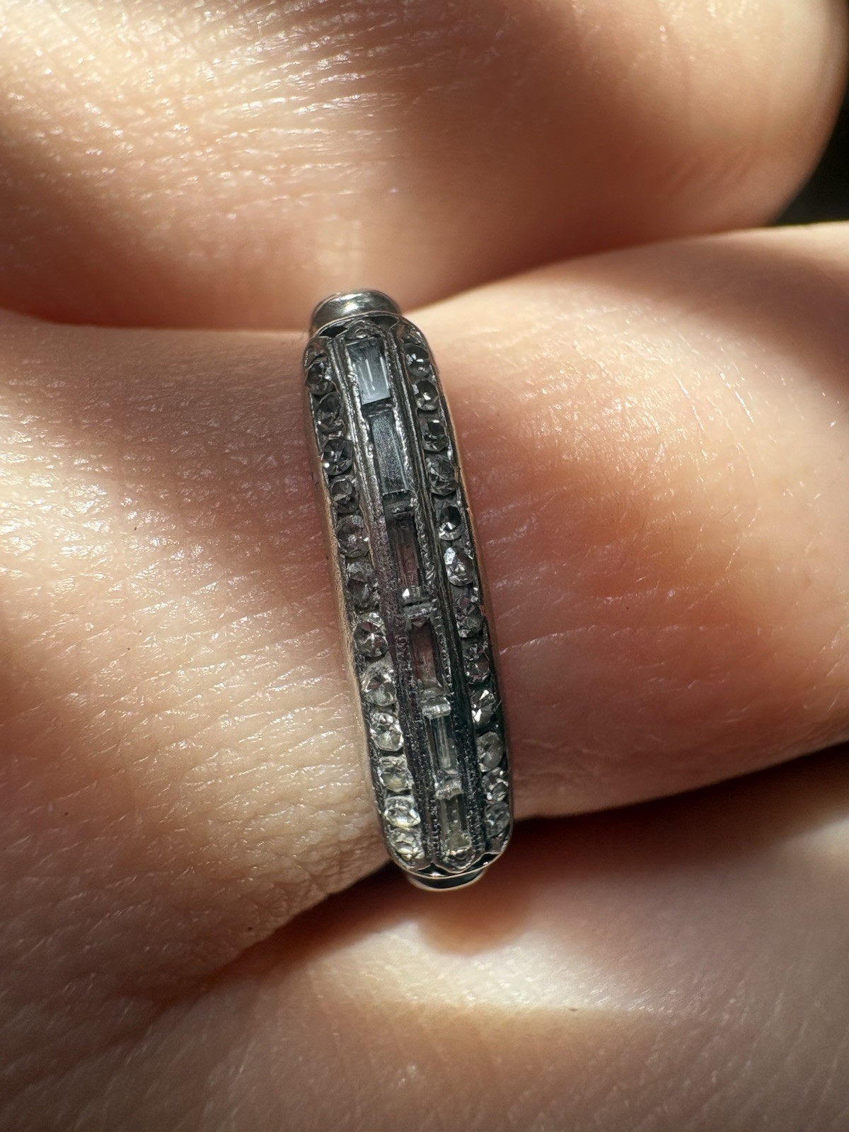 Art deco antique .900 platinum IRID Natural Diamond Baguette Channel-Set Band Art deco antique .900 platinum IRID Natural Diamond Baguette Channel-Set Band