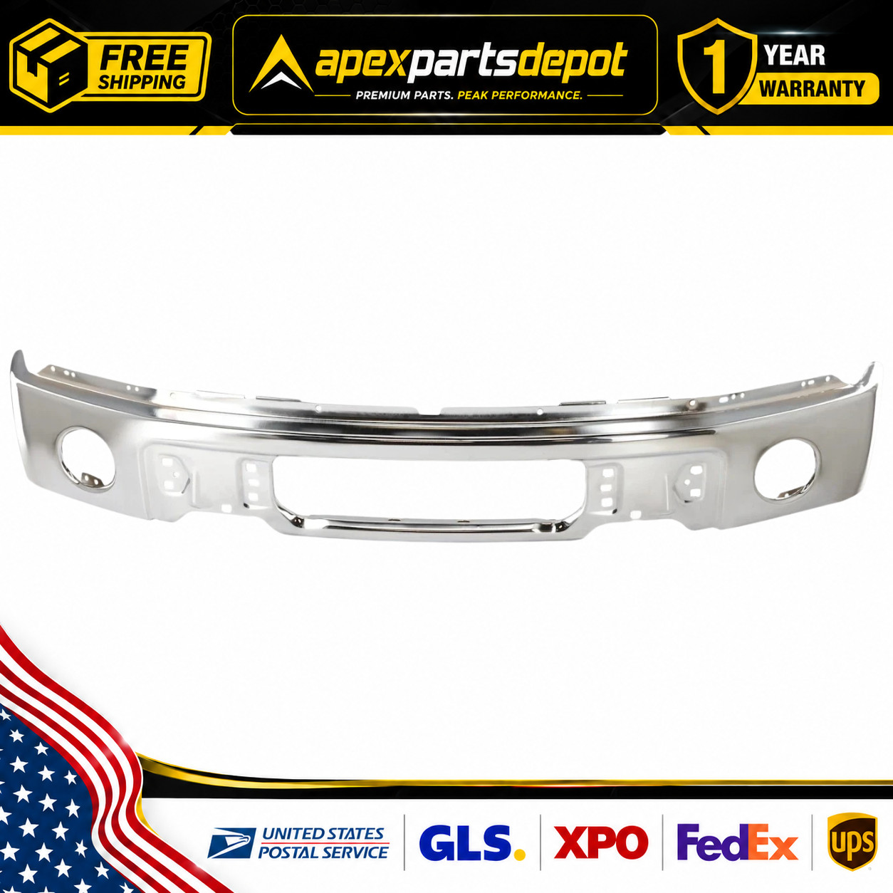 New 1-Piece Front Bumper Chrome For Ford F-150 2009-2014 w/ Fog Lamps FO1002411
