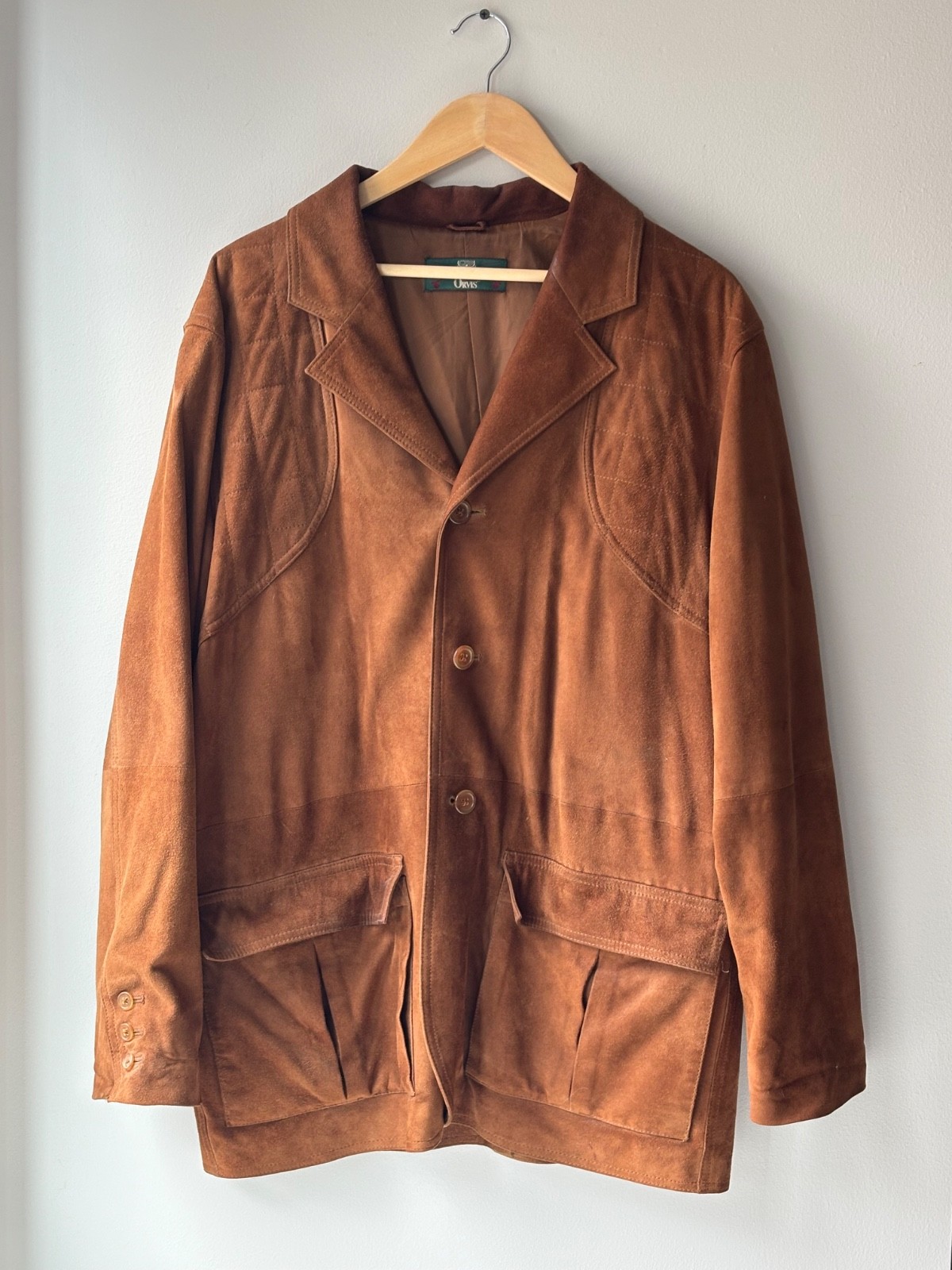 Vintage Orvis Men\'s Medium Brown Suede Leather Field Jacket Blazer