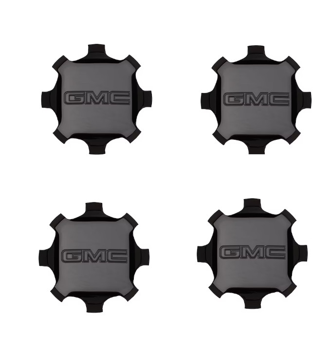 2020-2026 GMC Sierra 2500 3500 Set of 4 Center Caps Black GMC Logo 84465268 OEM
