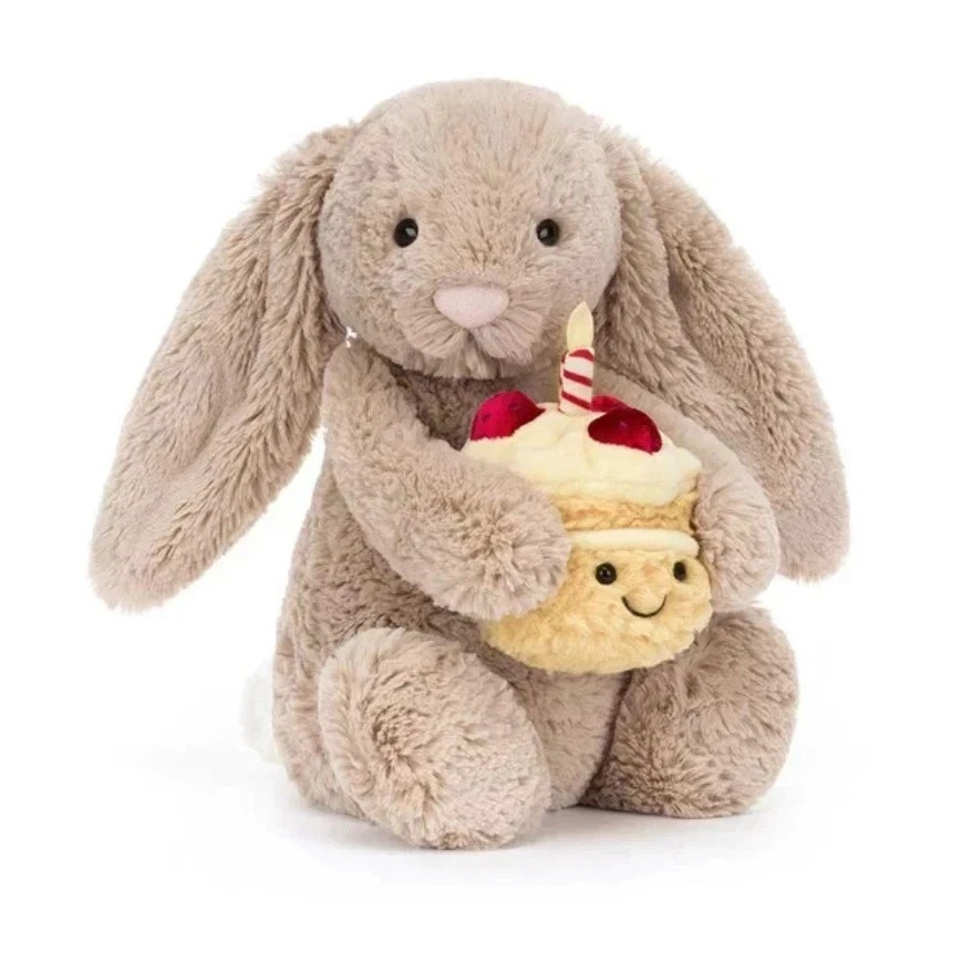 Jellycat Bashful Beige Bunny Birthday Soft Stuffed Toys Free Dust Bag