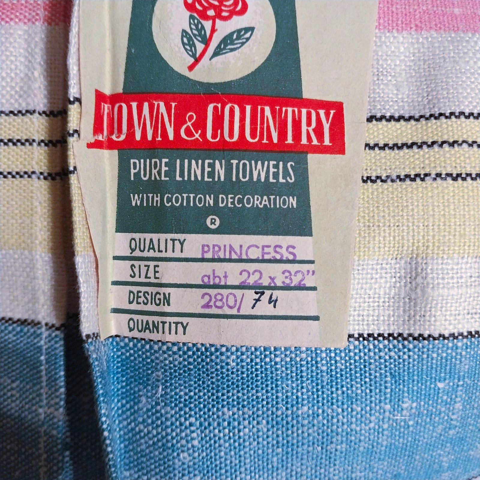 Town & Country Princess Striped Linen Multicolor Tea Towels Set of 3 22\