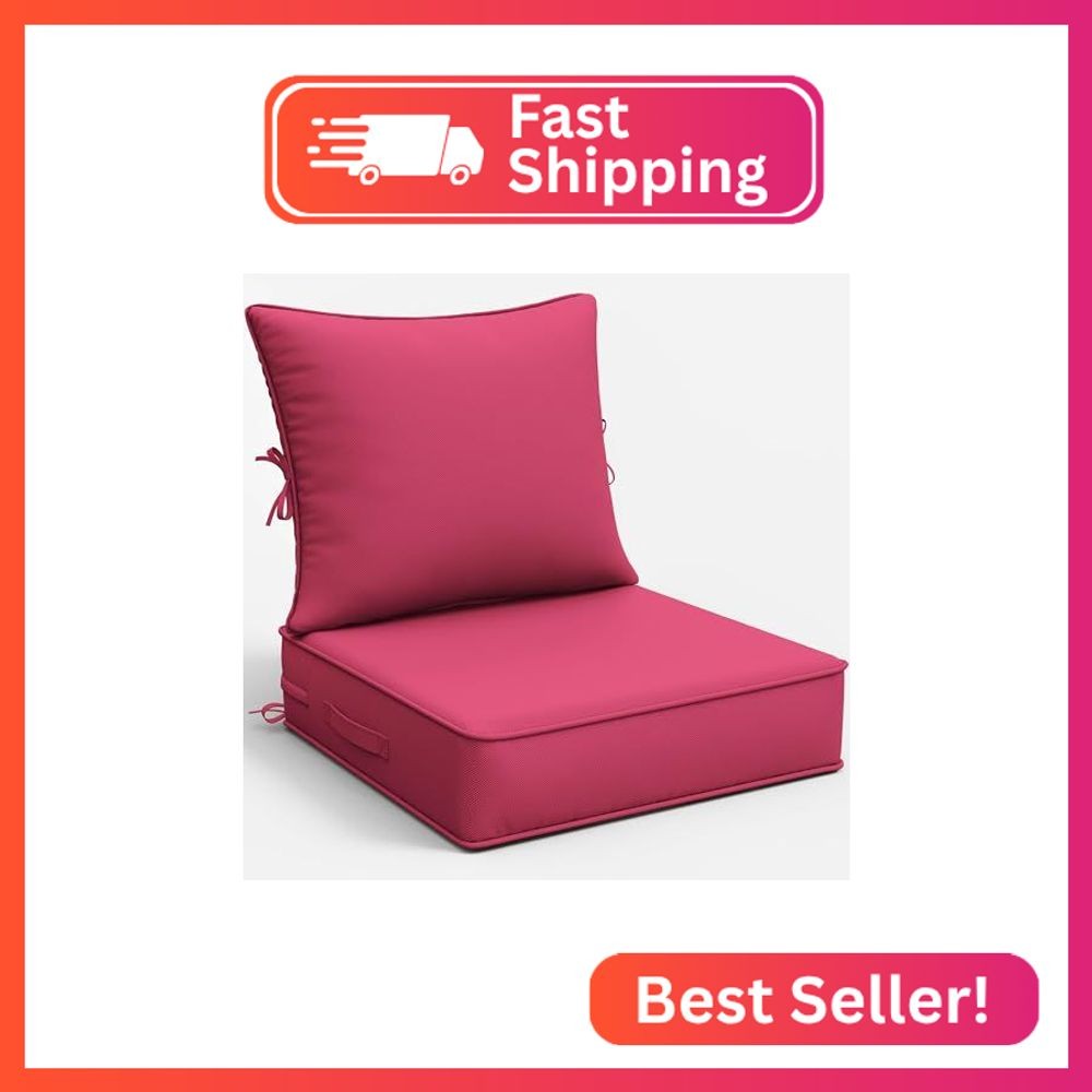 Snubbull Outdoor Patio Chair Cushions Set 24 L X 24 W X 5 H Waterproof & Fade Re