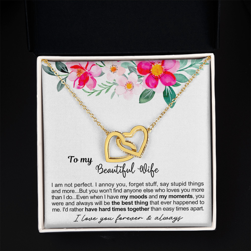To My wife linked hearts Necklace Gift  FOR birthday anniversary valentine\'s day