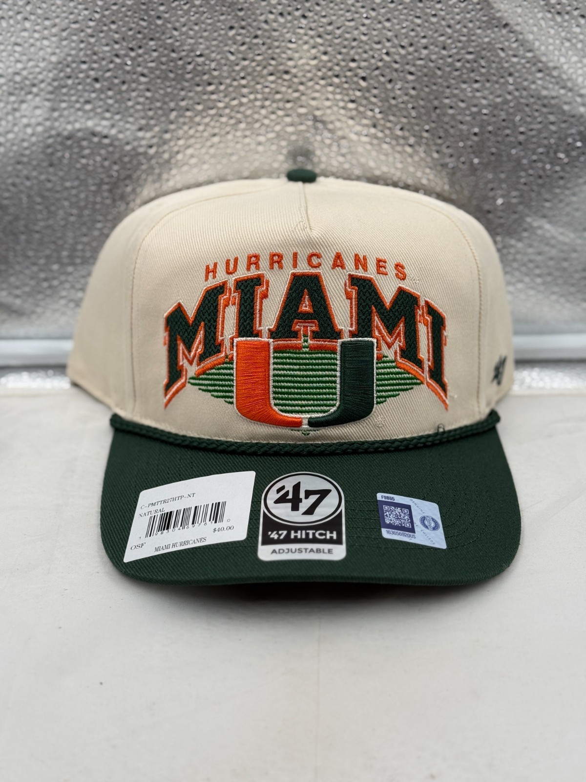 Miami Hurricanes NCAA \'47 Brand Natural TT Hitch Rope Adjustable Snapback Hat