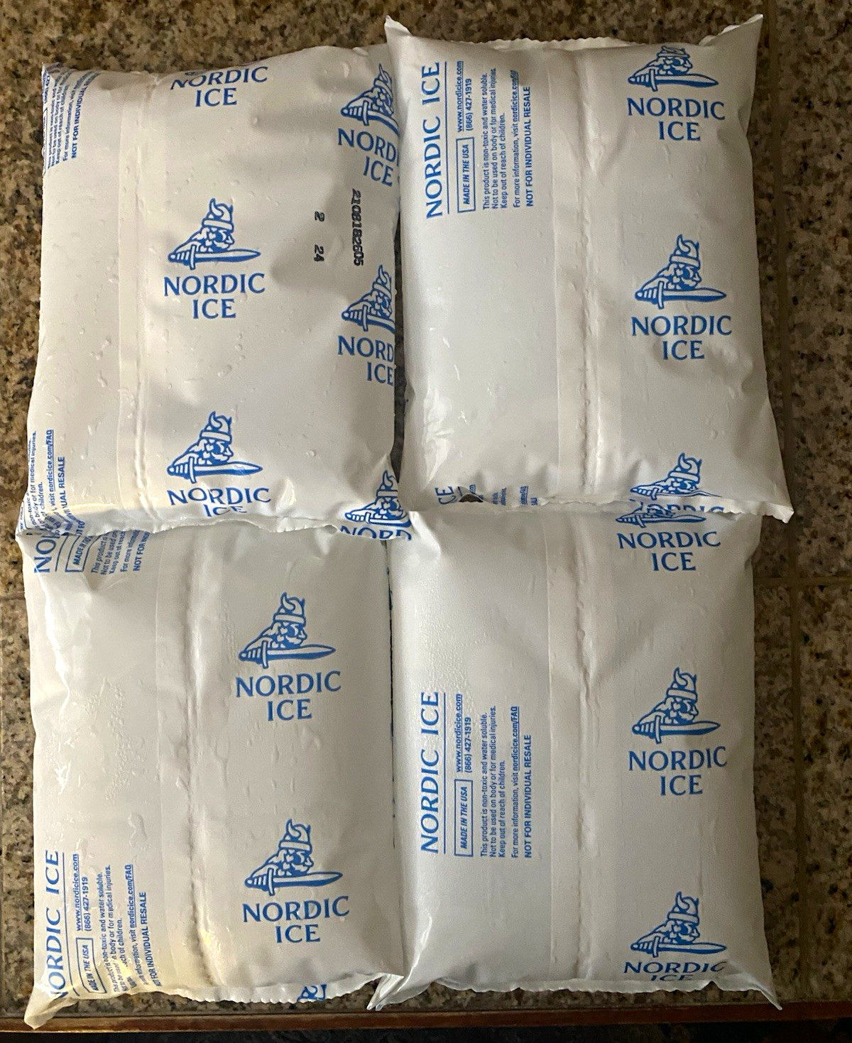4 Nordic 5x7 inch Ice Reusable Gel Cold Packs  White Rectangle